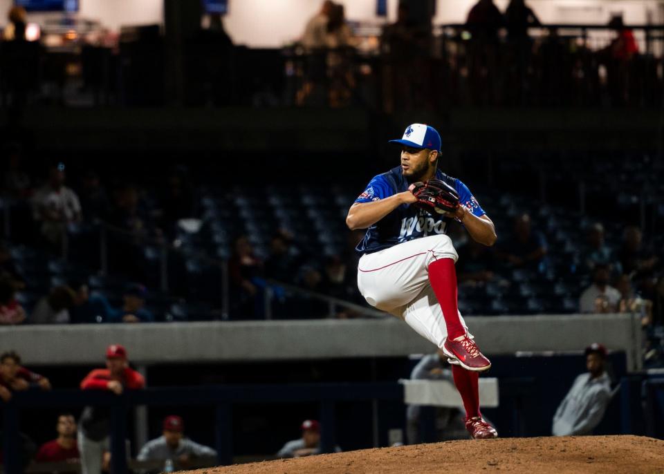 WooSox left-hander Darwinzon Hernandez, shown here during last season, got a boost from new rules when he pitched an eight-pitch immaculate inning on Saturday.