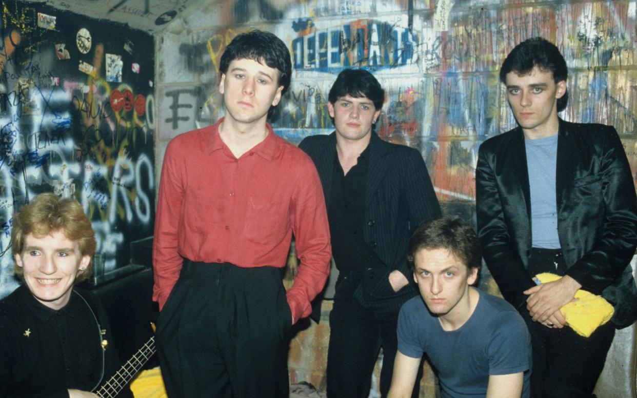 Jim Kerr and Simple Minds in the Marquee's backstage dressing room during their Real to Real Cacophony Tour, 1979