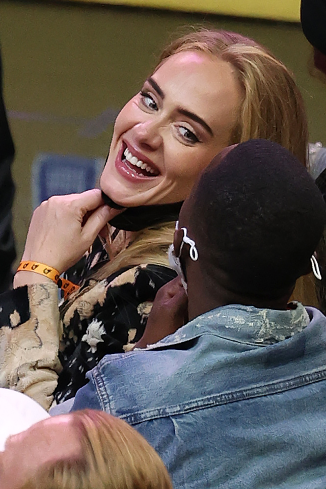 Adele Sits Courtside in Head-to-Toe Chocolate Leather at Lakers Game