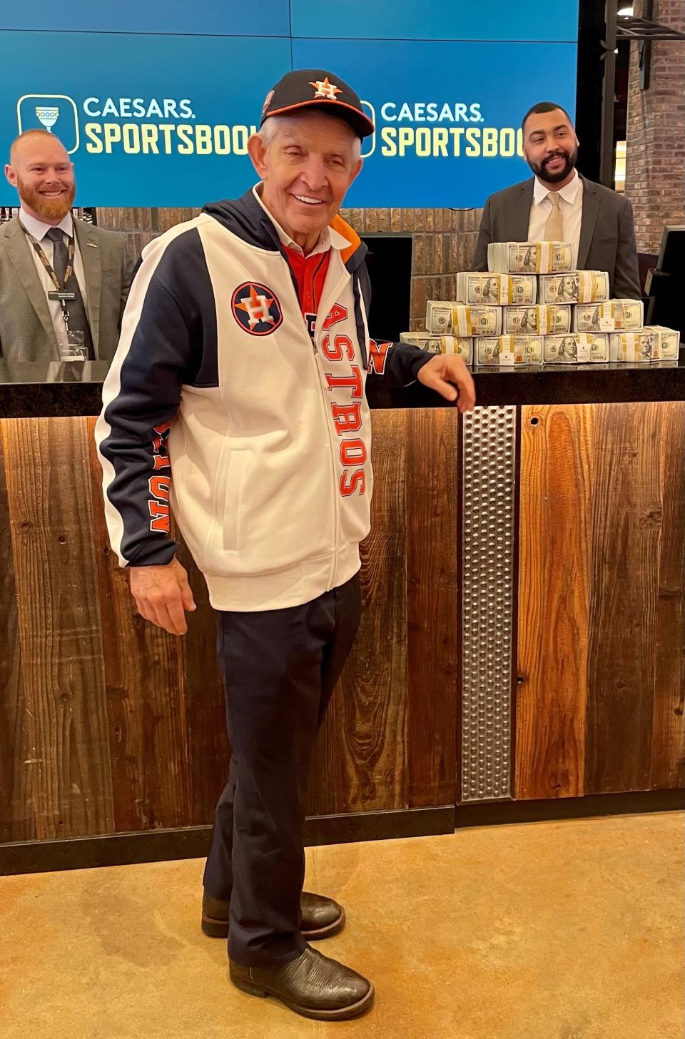 Jim McIngvale, also known as Mattress Mack, placed a $1 million bet at the Horseshoe Casino in Westlake, La., on Dec. 12, 2022 on the Houston Cougars to win the men's Final Four.