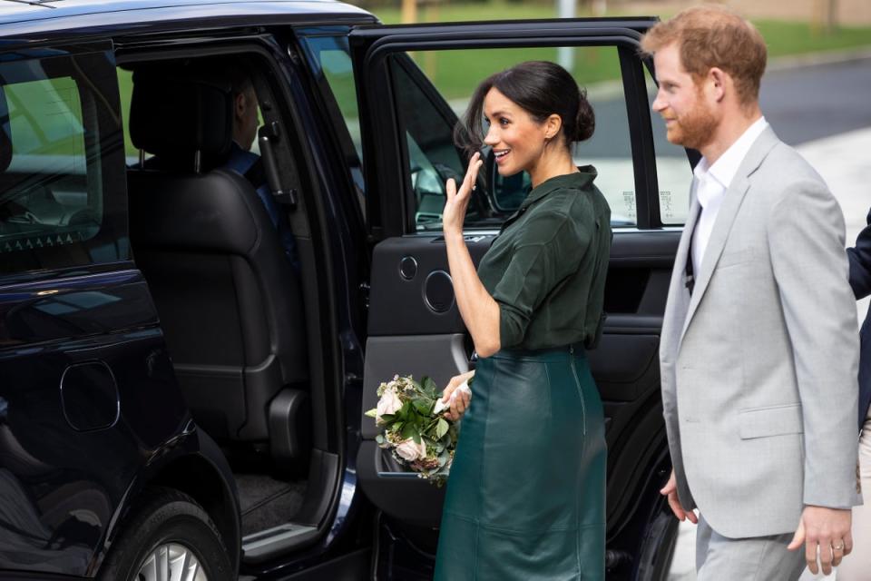Meghan chose a high street shirt for the occasion. (Getty Images)