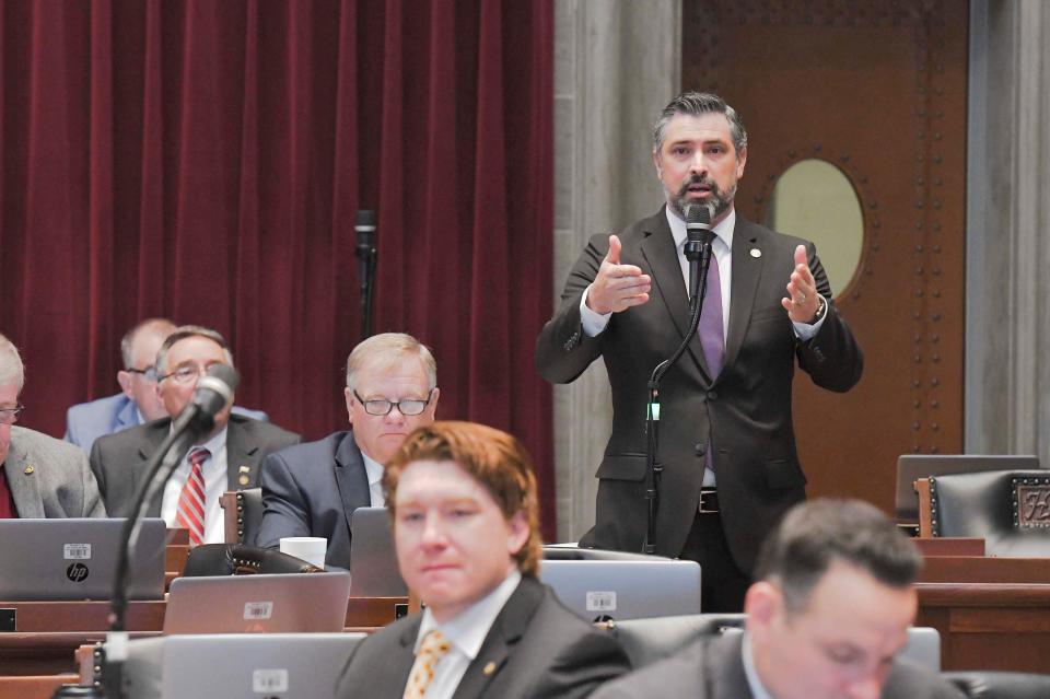 Rep. Ben Baker, R-Neosho, speaks on the House floor in April 2024.