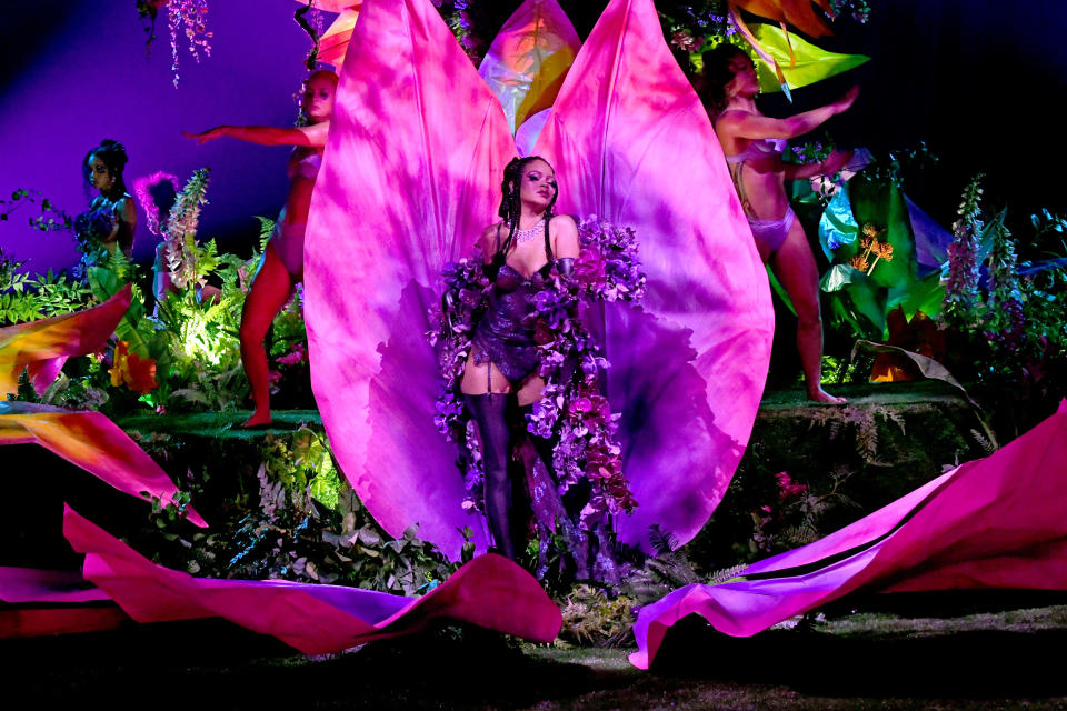 LOS ANGELES, CALIFORNIA - OCTOBER 02: In this image released on October 2, Rihanna is seen onstage during Rihanna's Savage X Fenty Show Vol. 2 presented by Amazon Prime Video at the Los Angeles Convention Center in Los Angeles, California; and broadcast on October 2, 2020. (Photo by Kevin Mazur/Getty Images for Savage X Fenty Show Vol. 2 Presented by Amazon Prime Video)