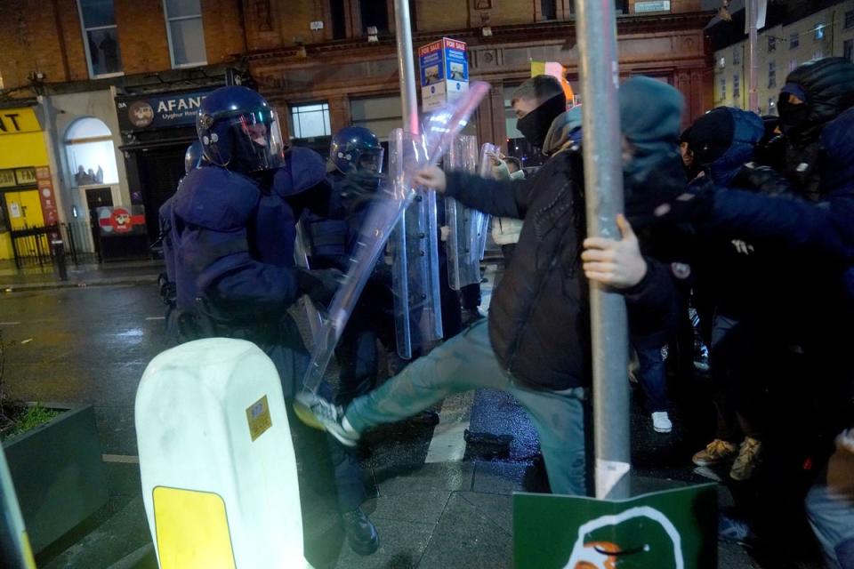 Violent scenes unfolded close to the site of the attack in Dublin city centre (PA)