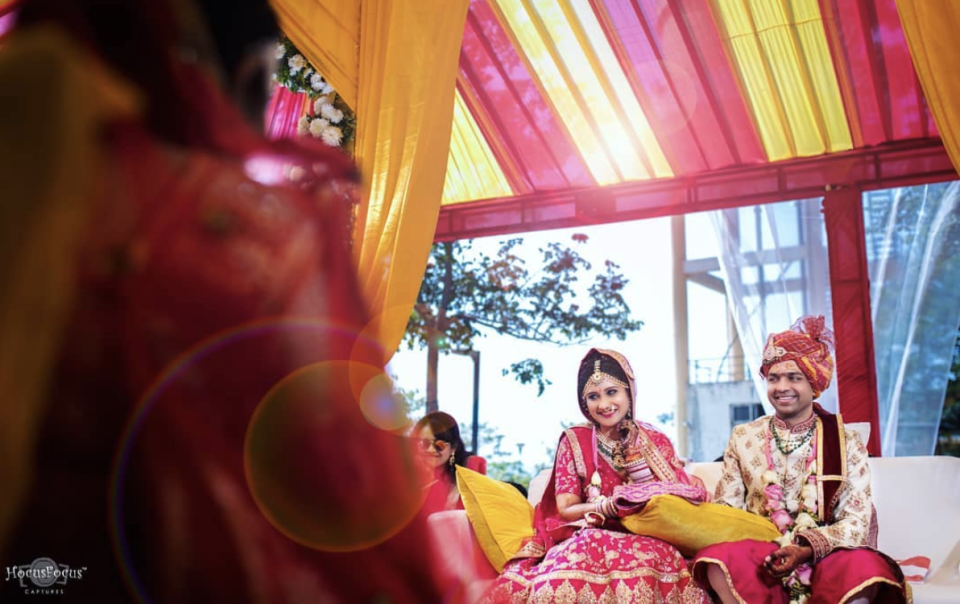 Abhilasha wearing a wedding lehnga. [Photo: hocusfocuscaptures]