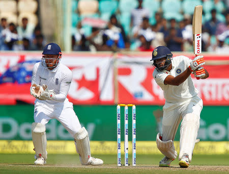 Cricket - India v England - Second Test cricket match - Dr. Y.S. Rajasekhara Reddy ACA-VDCA Cricket Stadium, Visakhapatnam, India - 18/11/16. India's Ravichandran Ashwin plays a shot. REUTERS/Danish Siddiqui