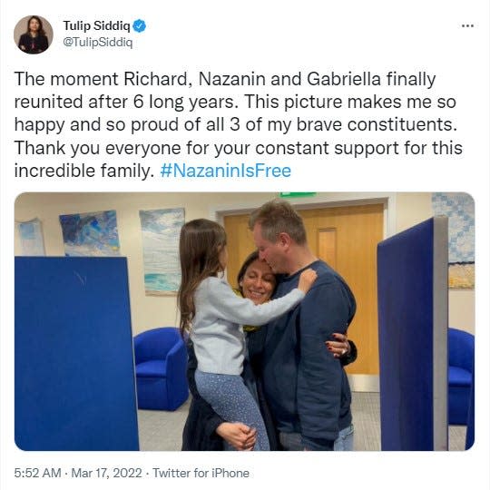 Nazanin Zaghari-Ratcliffe, her husband Richard and daughter Gabrielle