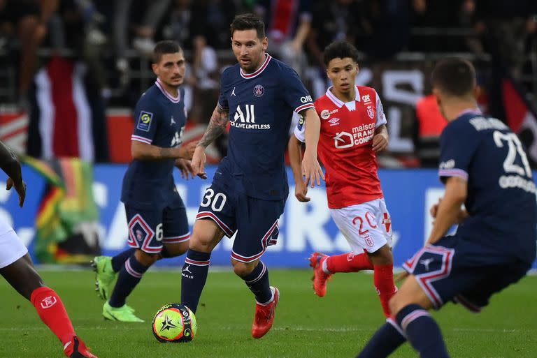 Messi, el domingo en que debutó en PSG ante Reims, cuando jugó en la media hora final; este miércoles será titular.