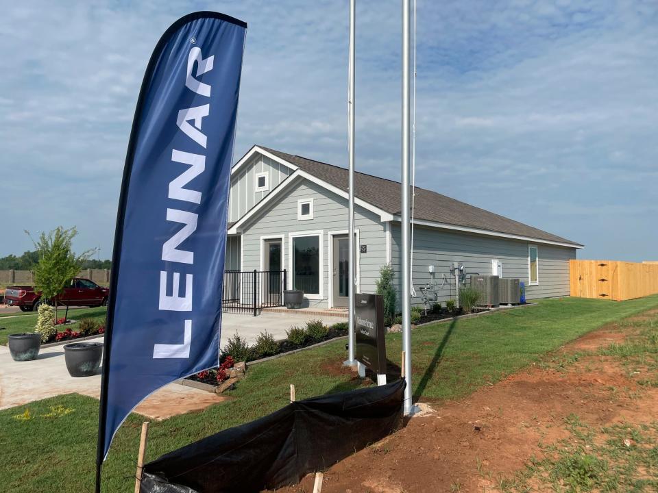 Lennar Corp.'s model home at 2313 Claire Drive is in the Ashton Court addition, east of S Mustang Road, between SW 15 and SW 29, in southwest Oklahoma City.
