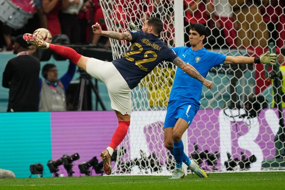 Hernandez’s acrobatic finish helped France into the World Cup final (Copyright 2022 The Associated Press. All rights reserved)