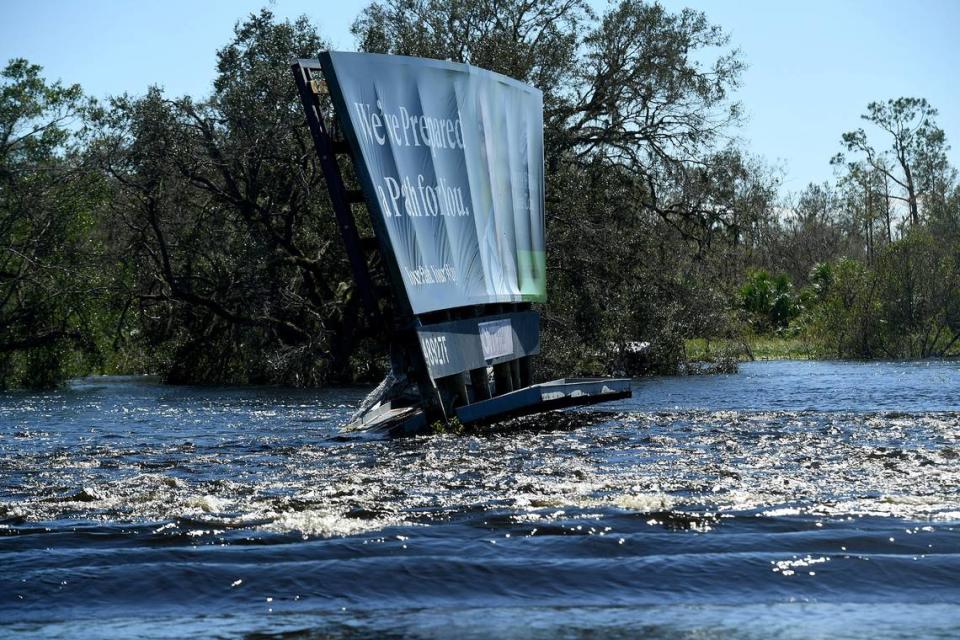 Rising waters from the Peace River left areas of Arcadia under water on Sept. 30, 2022. Officials warned that the river hadn’t crested yet and water was still rising.