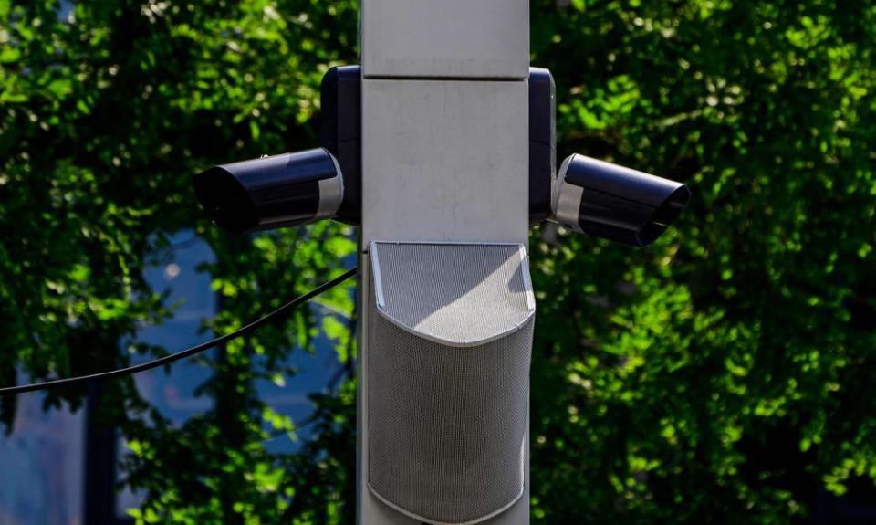 A ‘noise’ camera, equipped with microphones to detect unusually loud vehicles in Berlin.
