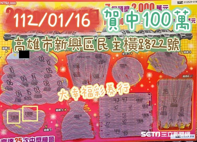 一群年輕人問財運得神明回覆「快到」，結果合資買整本「刮中百萬」。（圖／大幸運彩券行授權提供）