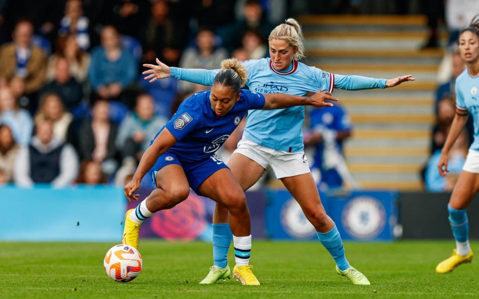 James (L) Coombs (R) - Chelsea vs Manchester City live: Score and latest updates from the Women's Super League  - GETTY IMAGES