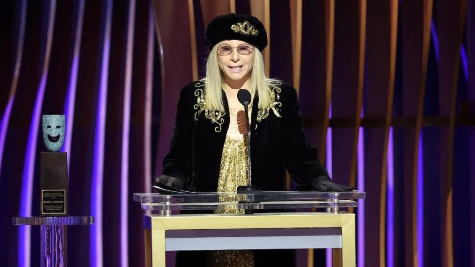 Barbra Streisand accepts the SAG Lifetime Achievement Award onstage during the 30th Annual Screen Actors Guild Awards