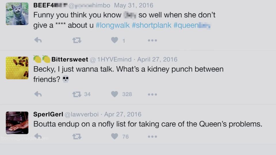 A screenshot of the tweets from Ni'Jah fans on "Swarm."