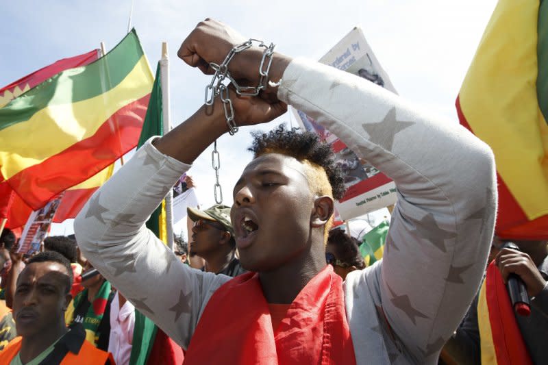 WHO總幹事選舉：抗議衣索比亞人權不彰的示威人士（AP）