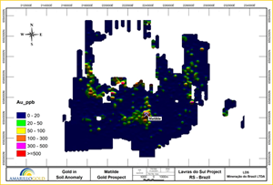 FIGURE 2: MATILDE PROSPECT – GOLD IN SOIL ANOMALY