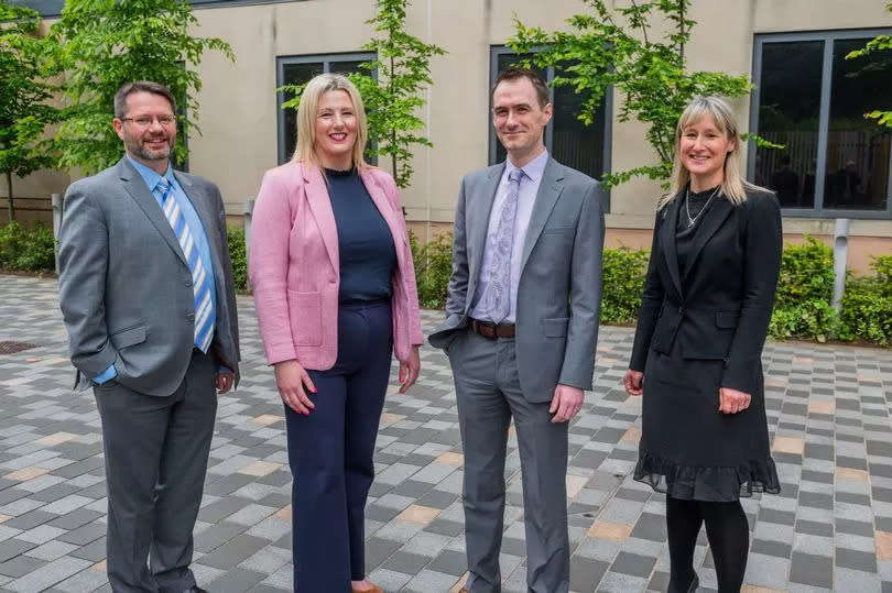 Left to right are David Freeland, Ellen Eunson, Michael Collins and Julia McDonald