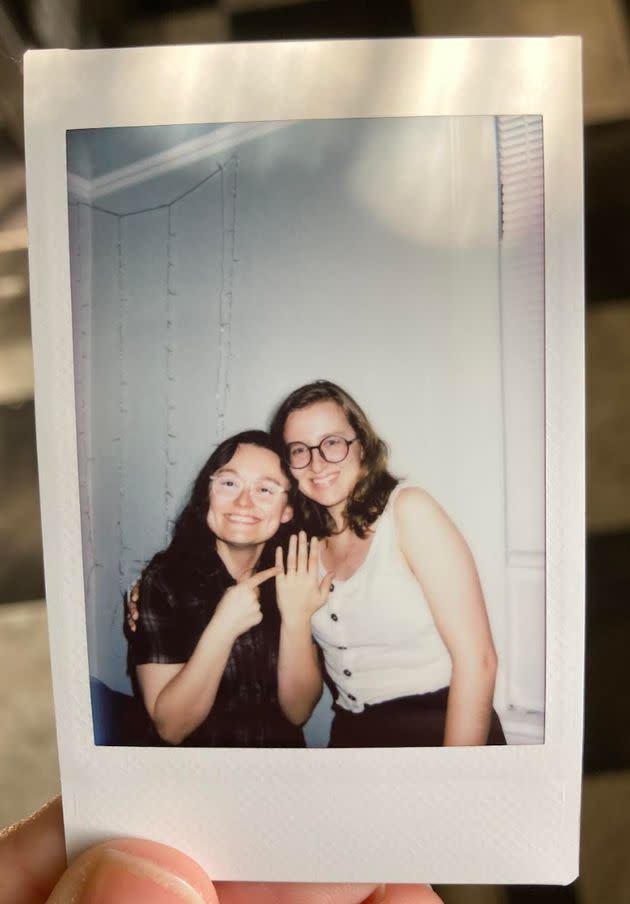 A Polaroid of the author (right) and Rachael. 