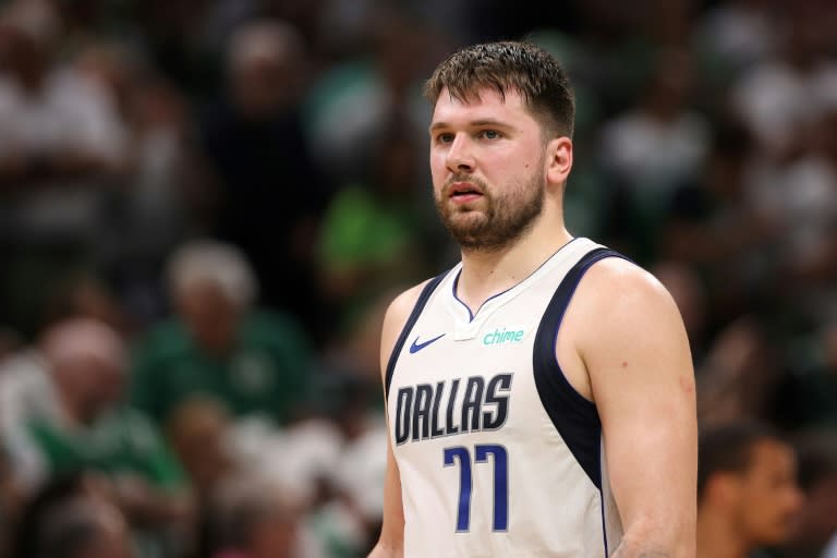 Dallas star <a class="link " href="https://sports.yahoo.com/nba/players/6014/" data-i13n="sec:content-canvas;subsec:anchor_text;elm:context_link" data-ylk="slk:Luka Doncic;sec:content-canvas;subsec:anchor_text;elm:context_link;itc:0">Luka Doncic</a> looks on during the <a class="link " href="https://sports.yahoo.com/nba/teams/dallas/" data-i13n="sec:content-canvas;subsec:anchor_text;elm:context_link" data-ylk="slk:Mavs;sec:content-canvas;subsec:anchor_text;elm:context_link;itc:0">Mavs</a>' season-ending loss to the <a class="link " href="https://sports.yahoo.com/nba/teams/boston/" data-i13n="sec:content-canvas;subsec:anchor_text;elm:context_link" data-ylk="slk:Boston Celtics;sec:content-canvas;subsec:anchor_text;elm:context_link;itc:0">Boston Celtics</a> in game five of the NBA Finals (ELSA)