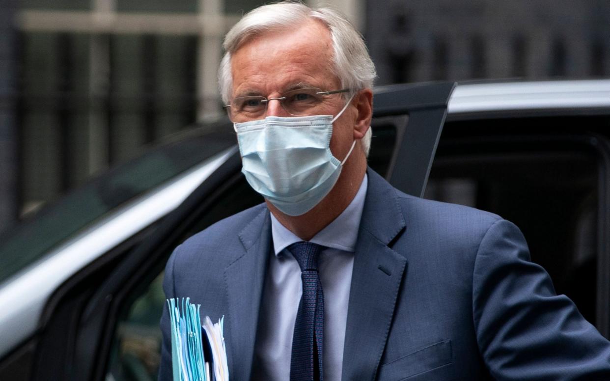 Michel Barnier arrives at Downing Street for Brexit talks this week. He was forced to self-quarantine after contracting coronavirus in March.   - Will Oliver/Shutterstock 