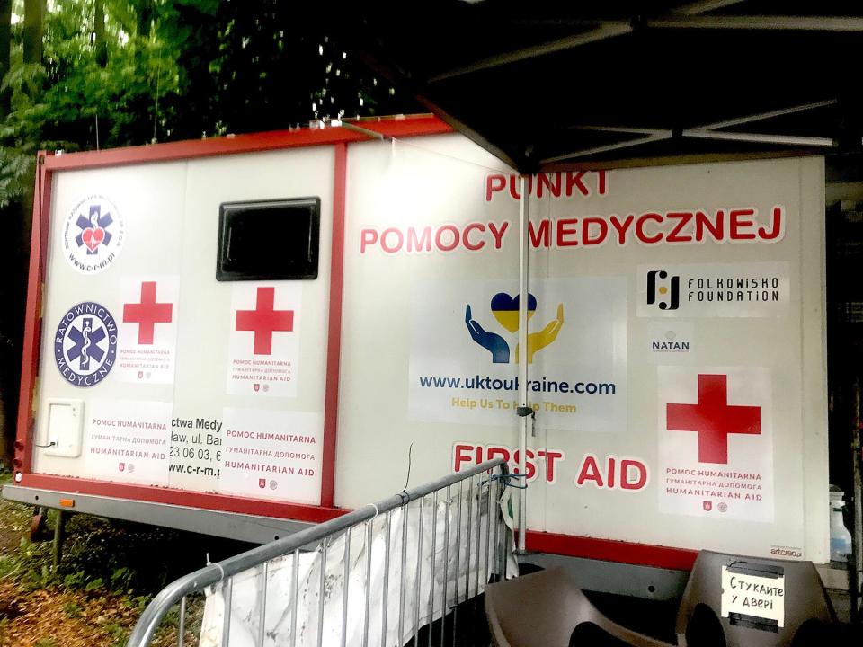 Medical trailer at Stryskyi Park in Lviv, where Siclari worked for a week caring for refugees.