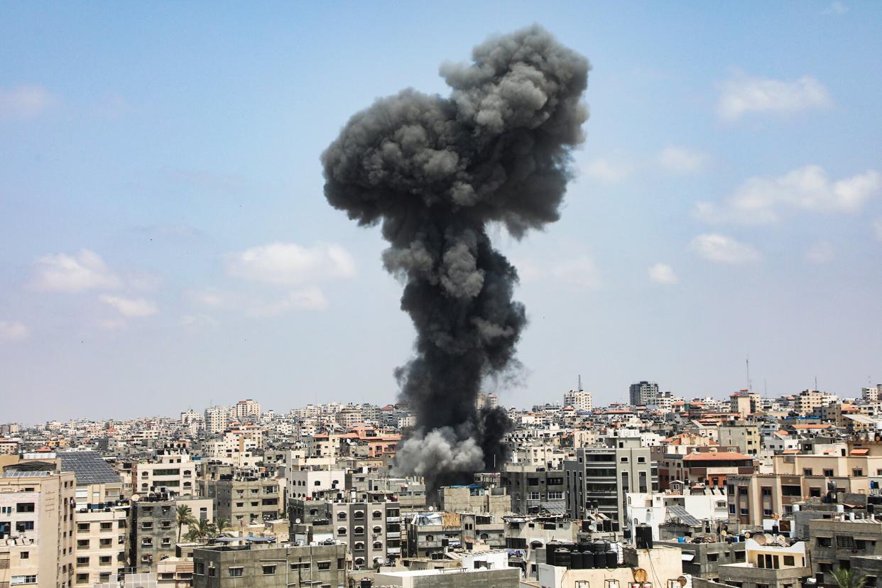 Smoke rises in Gaza City