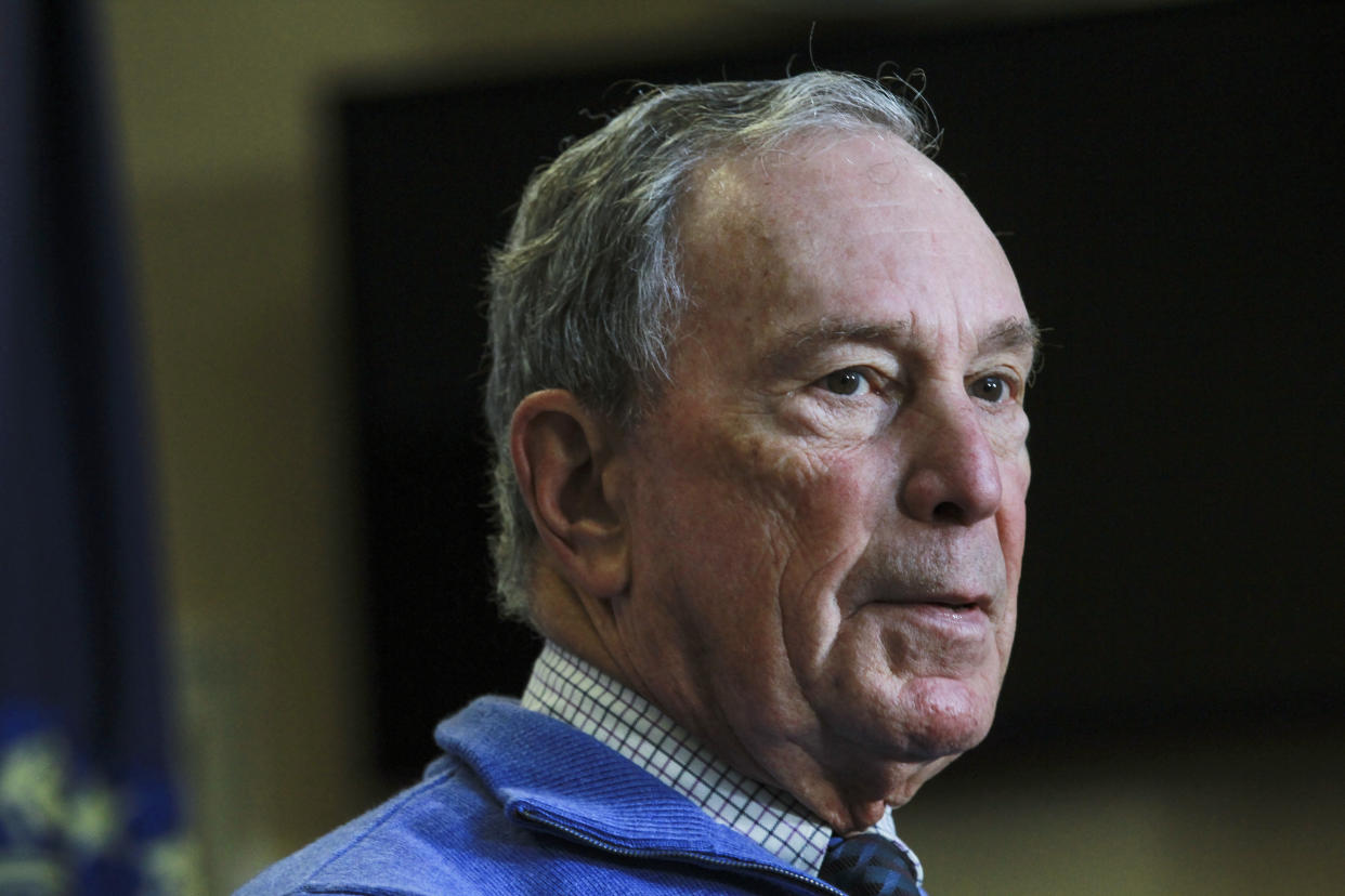 Michael Bloomberg speaks at a gun safety rally in New Hampshire in October. (Photo: Cheryl Senter/AP)