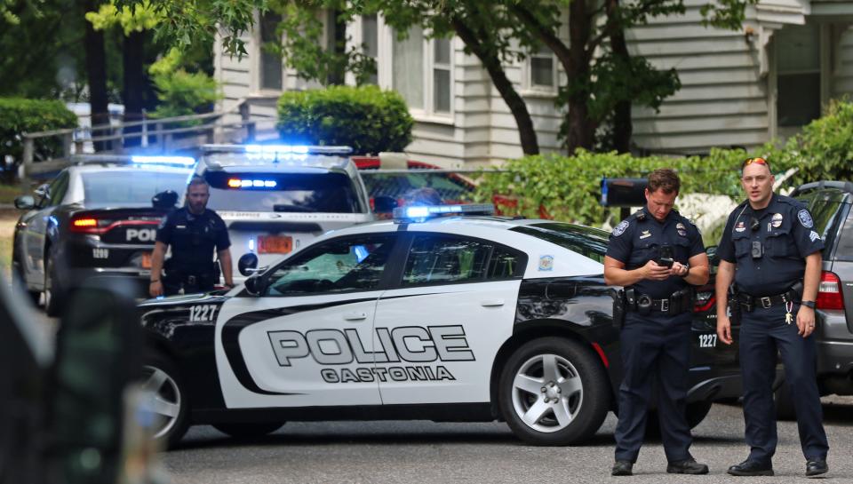 Police on the scene of a shooting Monday afternoon, May 16, 2022 in the 600 block of Westwood Circle in Gastonia.