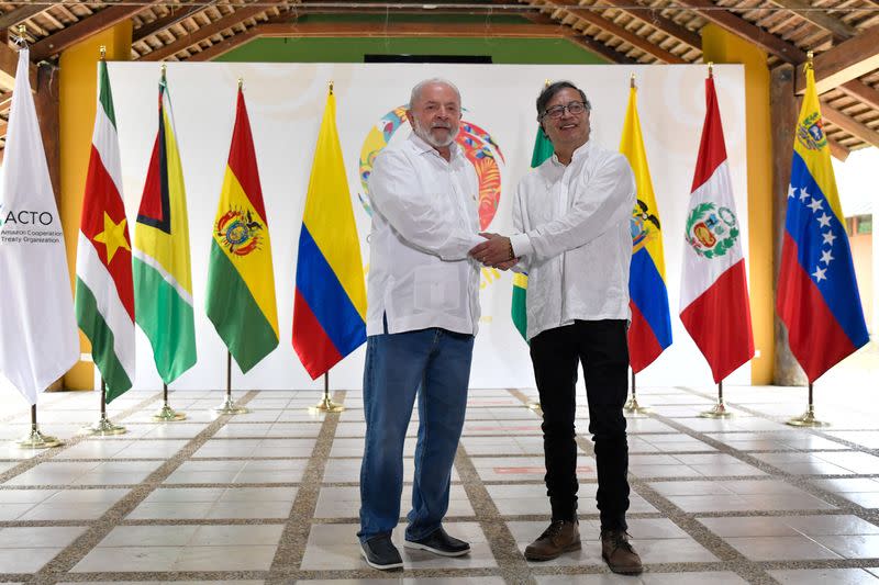 Colombian President Gustavo Petro and Brazilian President Luiz Inacio Lula da Silva meet in Leticia to discuss protection of the Amazon