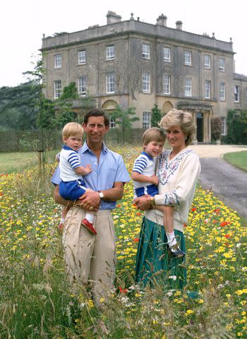 Tim Graham Photo Library via Getty Images Prince Harry, King Charles, Prince William and Princess Diana at Highgrove House in 1986.