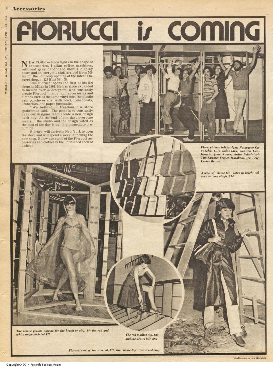 A WWD report about the opening of the Fiorucci store in New York, 1976. - Credit: WWD