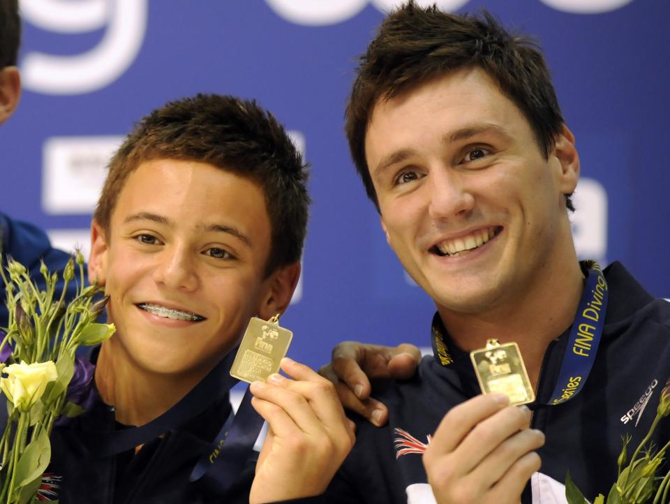 Daley, then 14, and Blake Aldridge won gold in the synchronised 10m platform at the FINA Diving World Series at Ponds Forge, Sheffield in 2008 (John Giles/PA) (PA Archive)