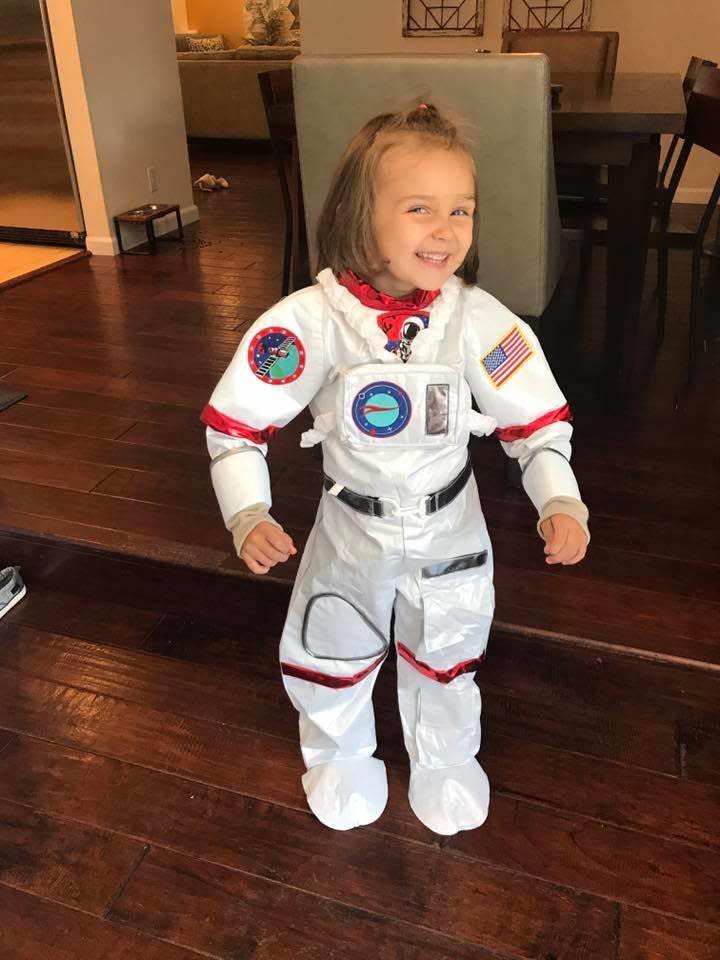 "Because girls want to be astronauts, too! Got this on the 'boy' costume rack at Costco...sigh."