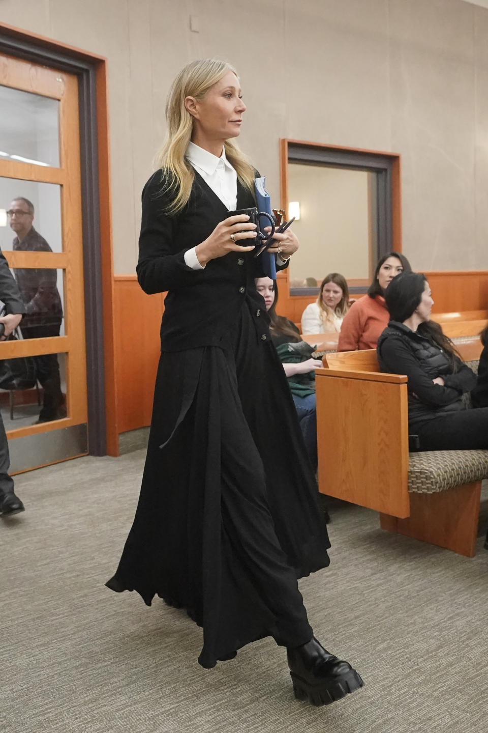 FILE - Gwyneth Paltrow enters the courtroom for her trial on March 27, 2023, in Park City, Utah. Paltrow's live-streamed trial over a 2016 collision at a posh Utah ski resort has drawn worldwide attention, spawning memes and sparking debate about the burden and power of celebrity. (AP Photo/Rick Bowmer, Pool, File)