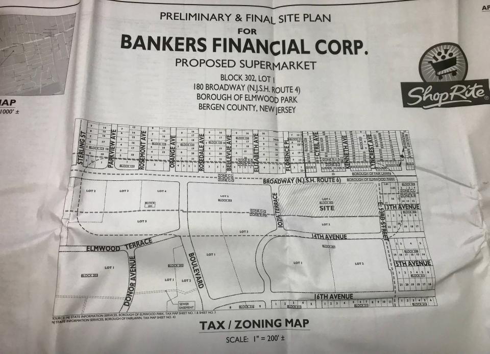 Preliminary and final site plan for Shoprite on 180 Broadway in Elmwood Park