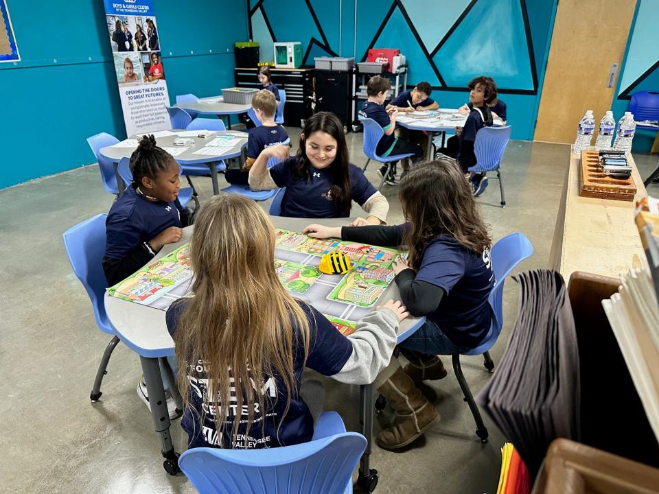 Children play with new STEM-focused interactive games at South Knoxville Boys & Girls Vestal Club on Jan. 26.