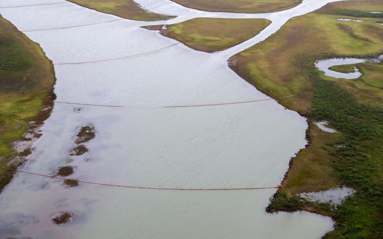 The clean-up operation at the Ambarnaya River outside Norilsk has been ongoing since the end of May - Kirill Kukhmar/Tass via Getty Images