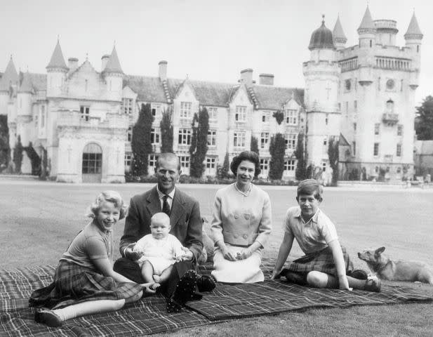 Bettmann From left: Princess Anne, Prince Philip, Prince Andrew, Queen Elizabeth and Prince Charles at Balmoral Castle in Scotland on 8 September 1960