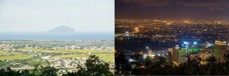 空ㄟ農場白天可遠眺蘭陽平原及龜山島，晚上則有百萬夜景。（痞客邦部落格「朵利斯的美食筆記」提供 ）