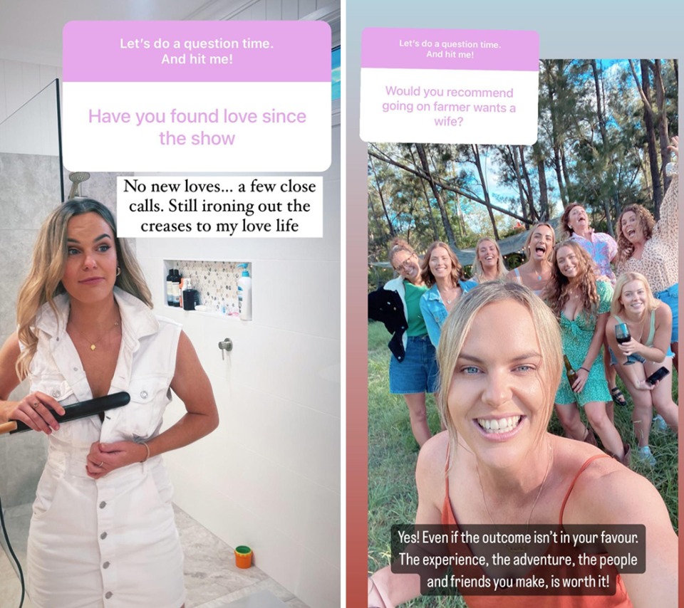 Farmer Wants A Wife’s Aleisha's Instagram Stories.