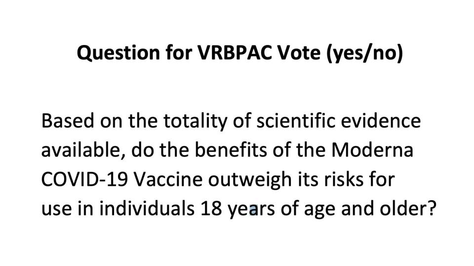 FDA advisory committee voting question Moderna coronavirus vaccine