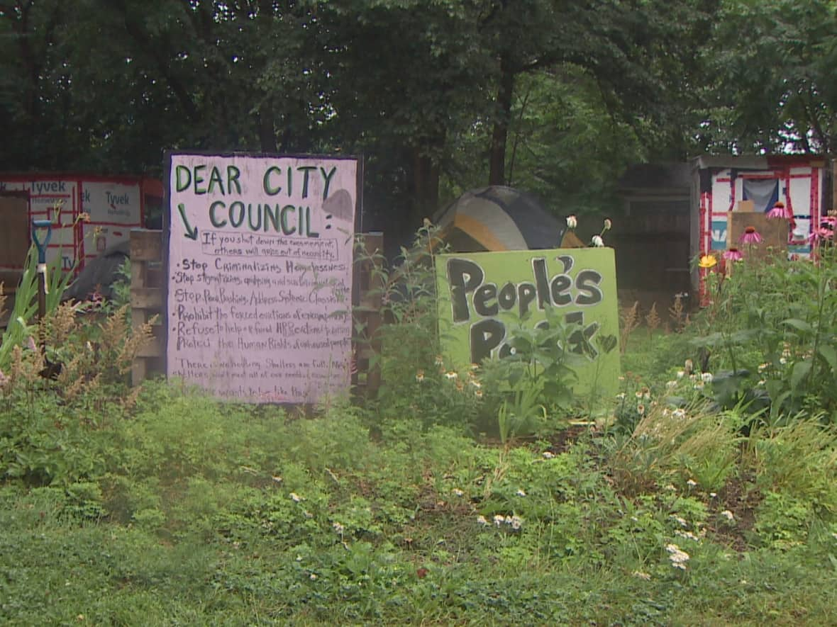 People sheltering at Meagher Park were ordered by the municipality to leave by July 17.  (CBC - image credit)