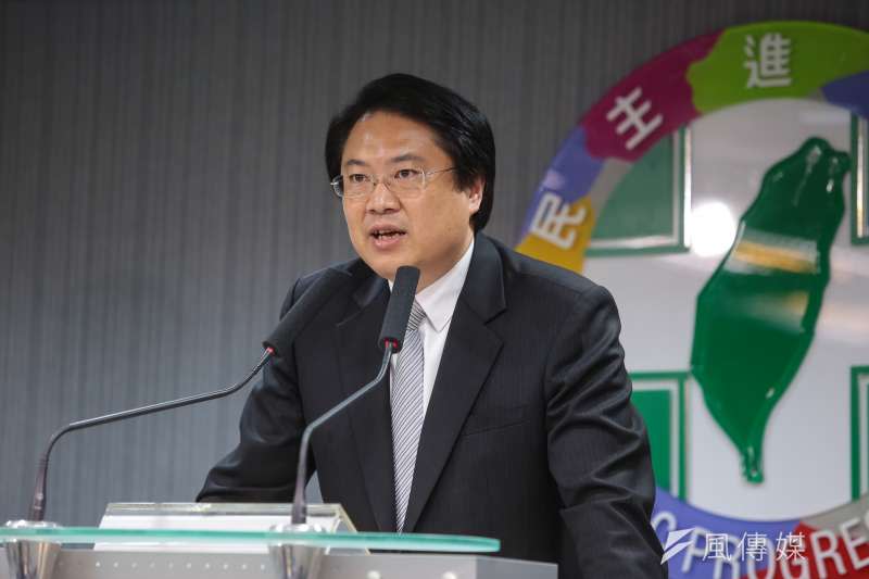 20181128-民進黨代理黨主席林右昌28日出席中常會後記者會。（顏麟宇攝）
