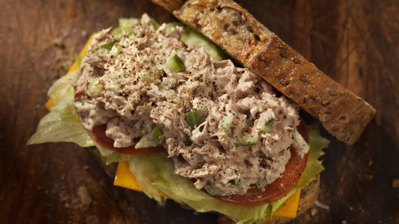 open faced tuna melt sandwich