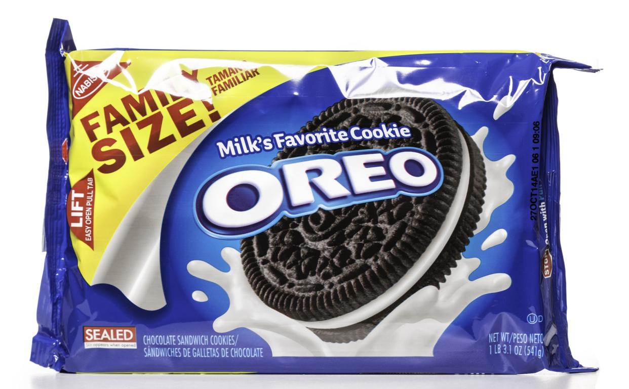 Miami, USA - June 8, 2014: Nabisco OREO Milk's Favorite Cookie family size package