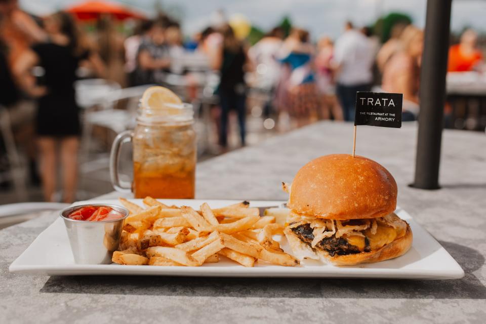 The rooftop at TRATA is a popular gathering spot in Rochester NY.