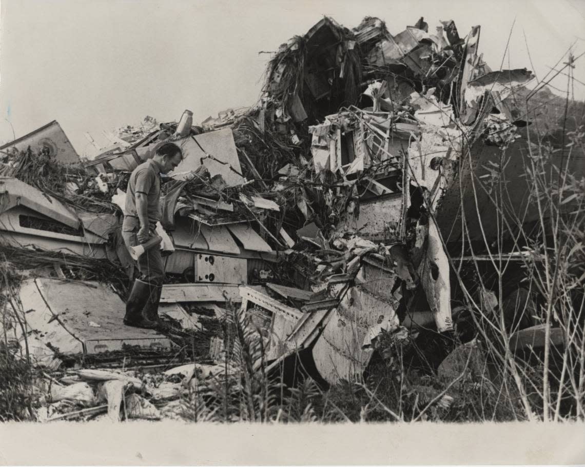 Scene of the wreckage of Eastern Airlines Flight 401 in the Everglades west of Miami International Airport.