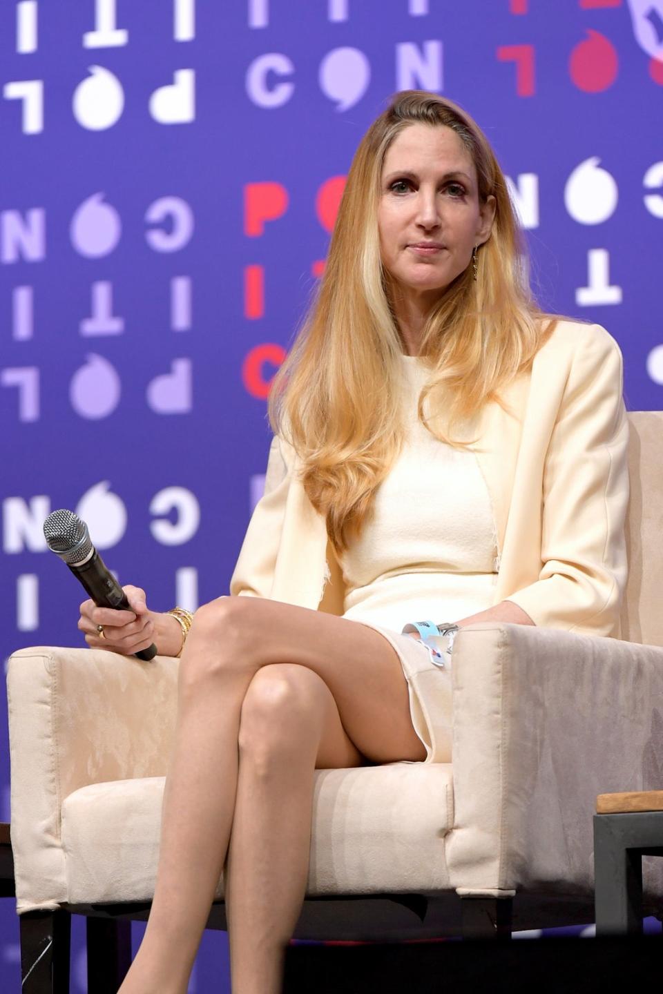 Ann Coulter speaks on stage at the 2019 Politicon at Music City Center on 26 October 2019 in Nashville, Tennessee (Jason Kempin/Getty Images for Politicon)